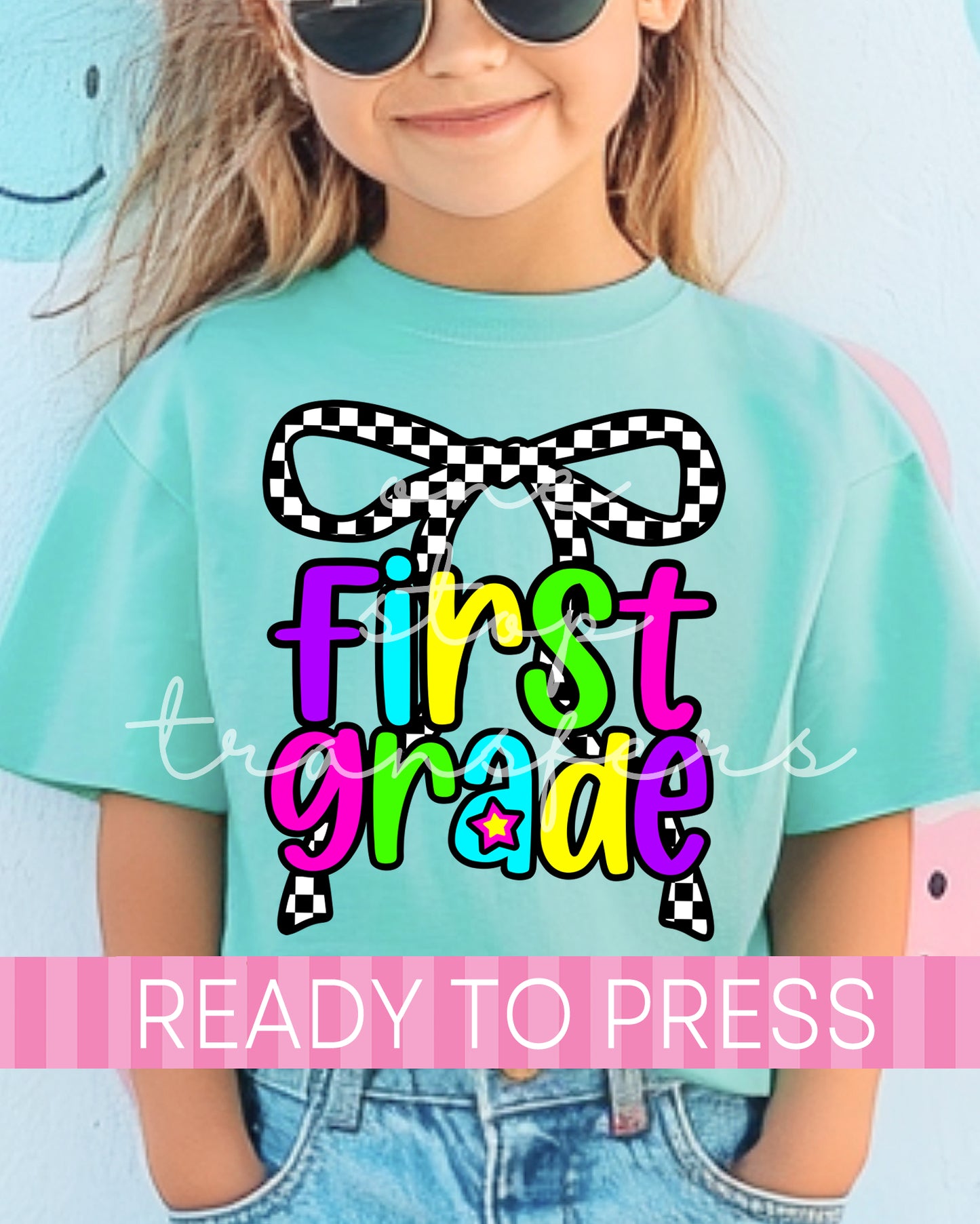 Pre-K - 4th Grade Checker Coquette Neon School Grades - Ready to Press DTF Transfers