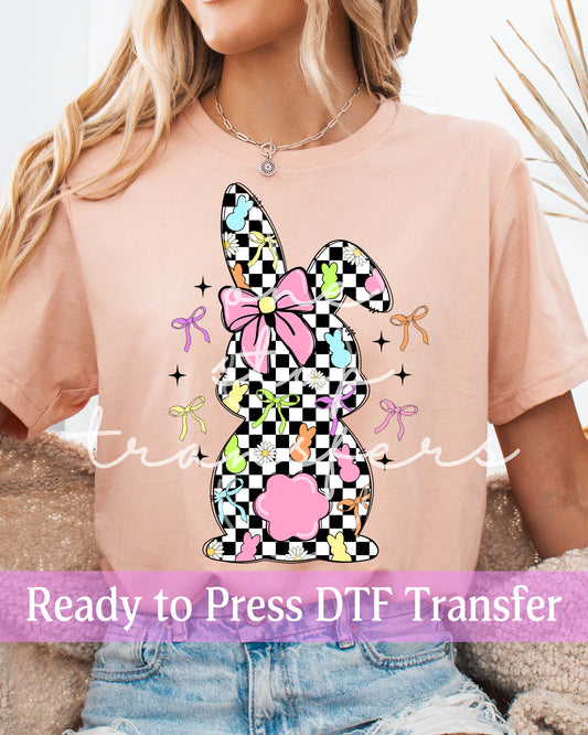 Coquette Checker Easter Bunny - Ready to Press DTF Transfers