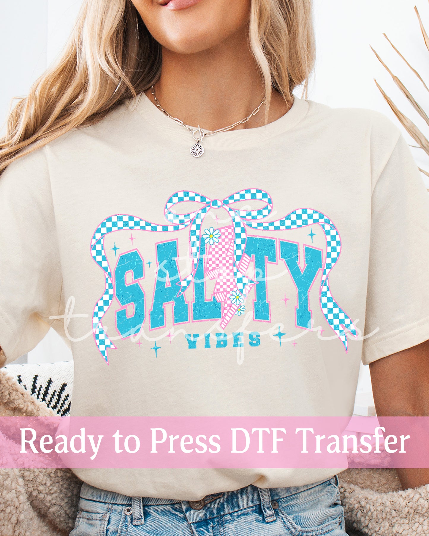 Checker Lightning Salty Vibes - Ready to Press DTF Transfers