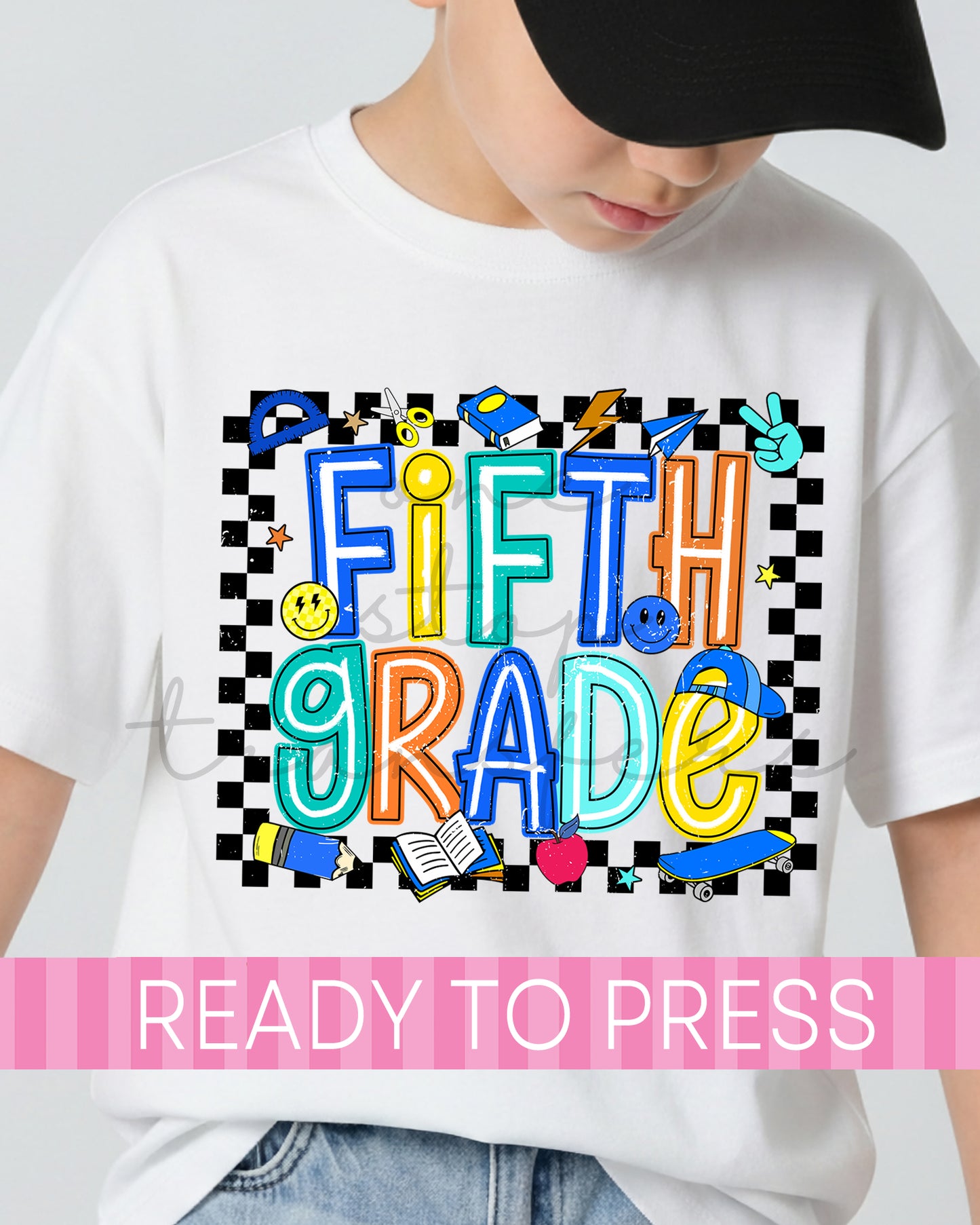 Pre-K - 5th Grade Checker Skater Boy School Grades - Ready to Press DTF Transfers