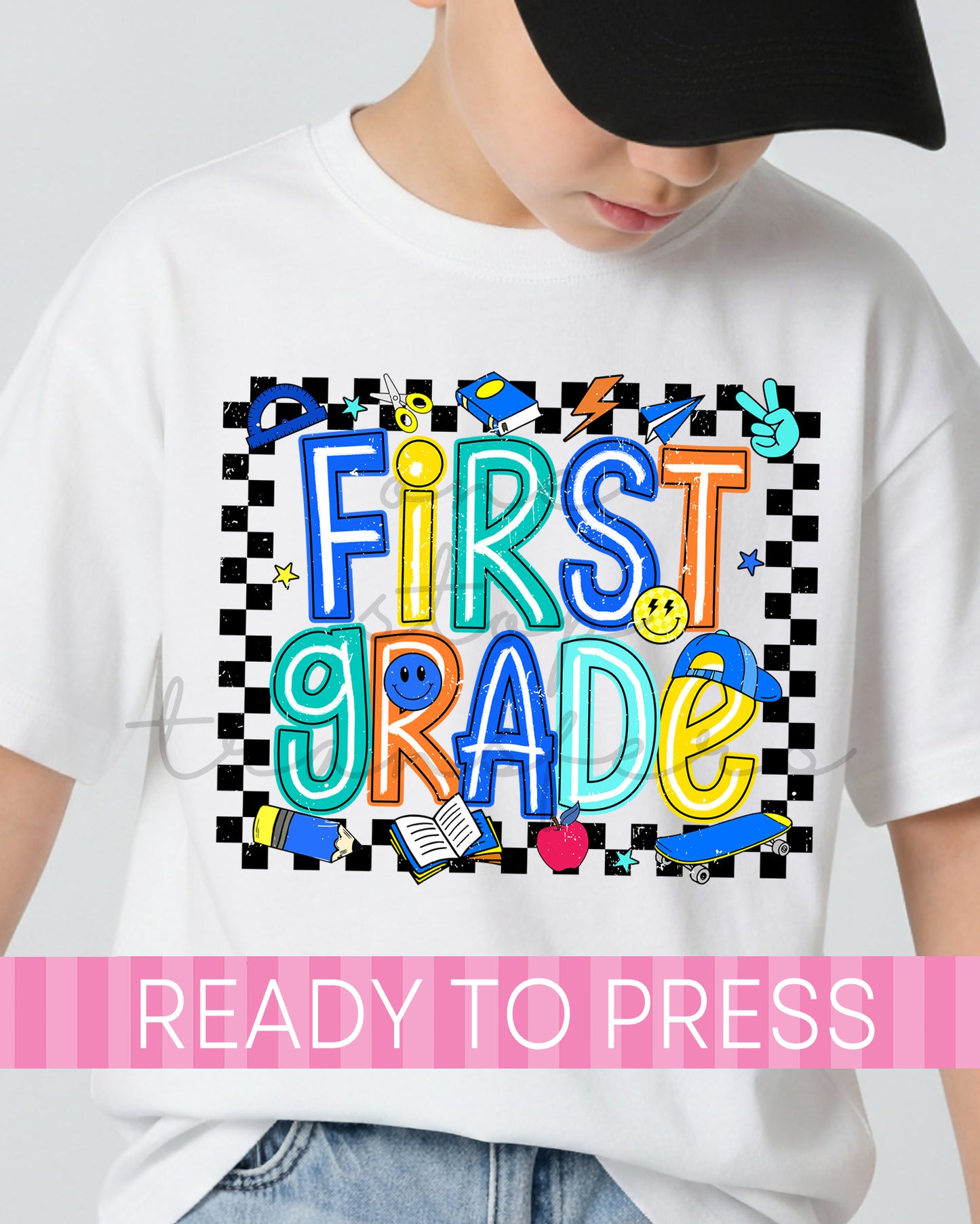 Pre-K - 5th Grade Checker Skater Boy School Grades - Ready to Press DTF Transfers