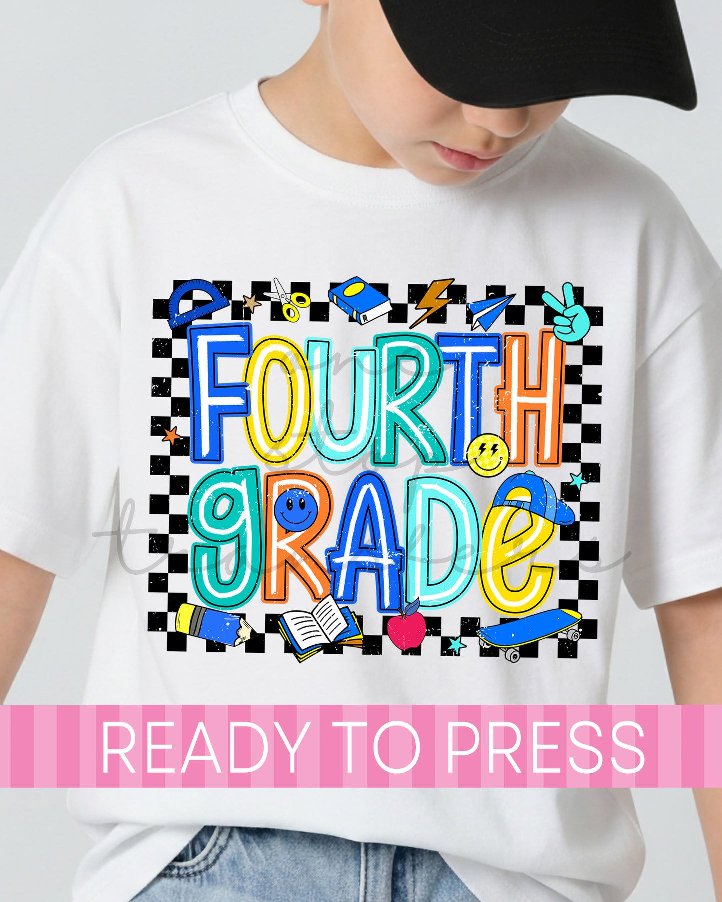 Pre-K - 5th Grade Checker Skater Boy School Grades - Ready to Press DTF Transfers