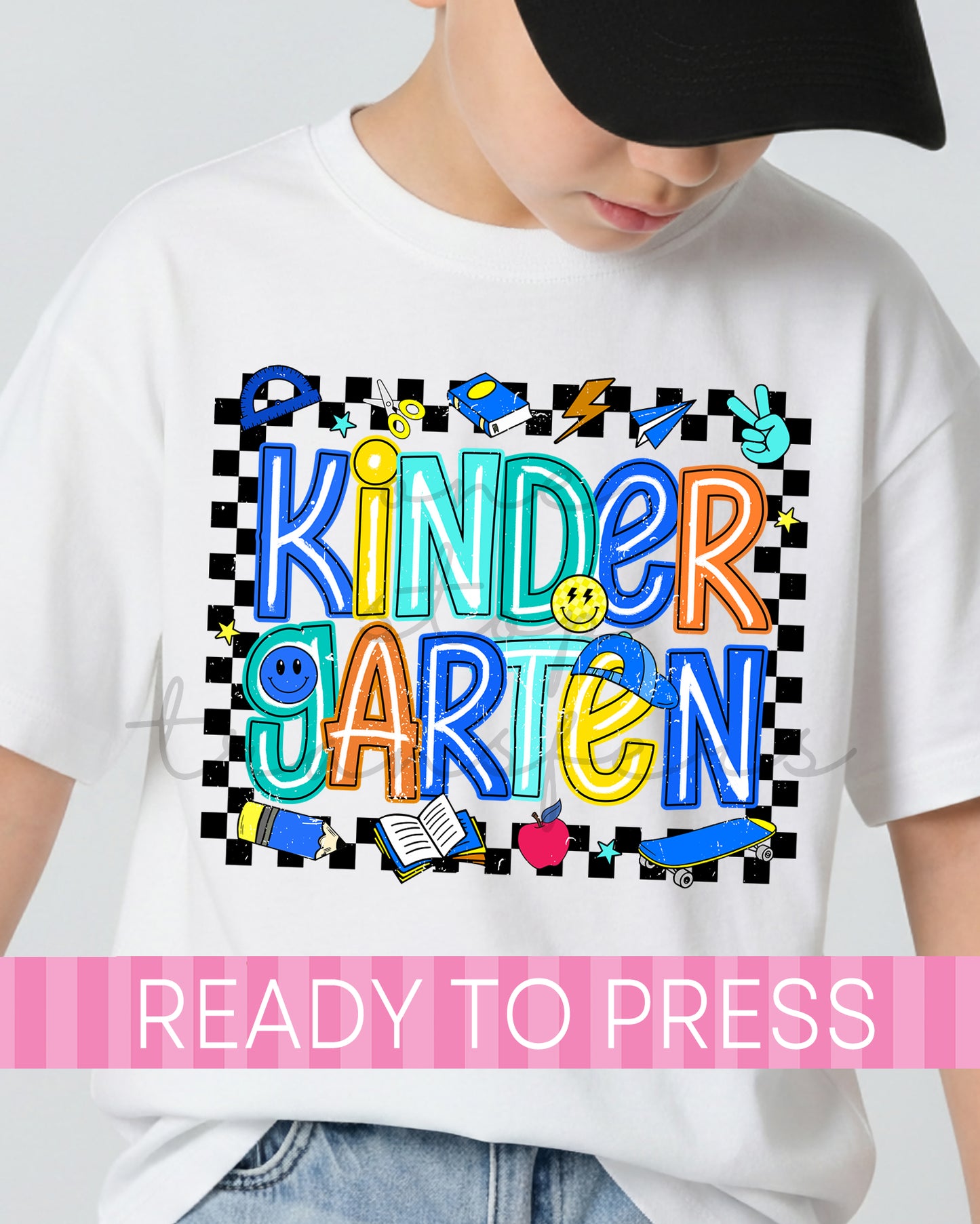 Pre-K - 5th Grade Checker Skater Boy School Grades - Ready to Press DTF Transfers