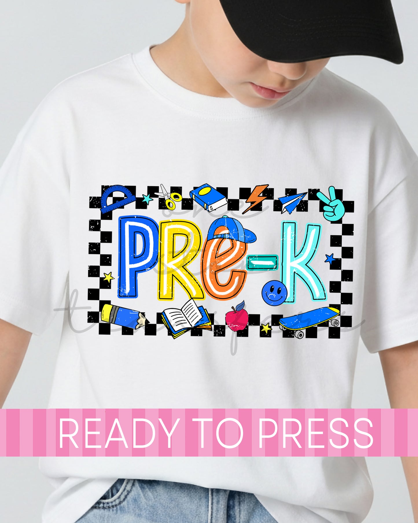 Pre-K - 5th Grade Checker Skater Boy School Grades - Ready to Press DTF Transfers