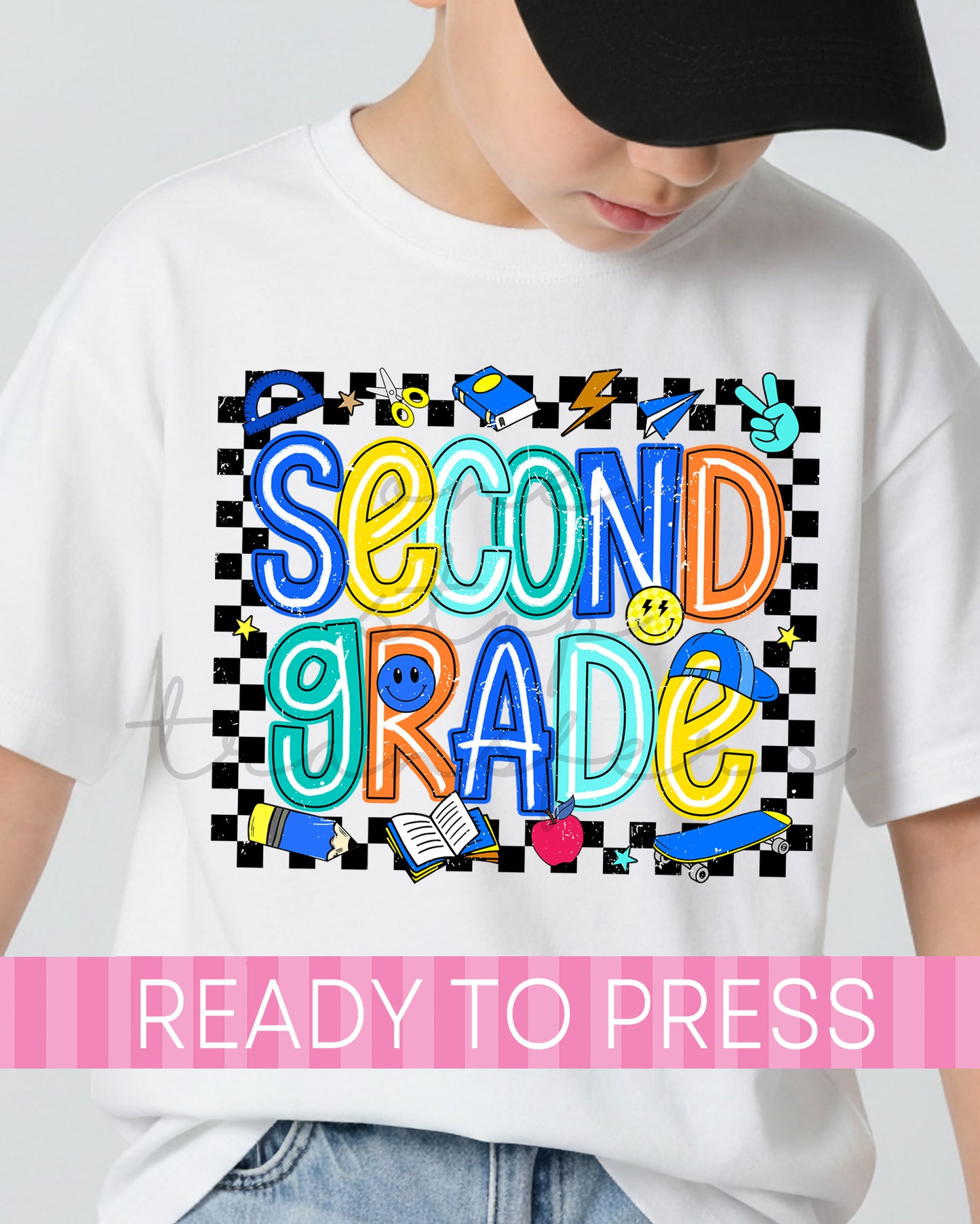 Pre-K - 5th Grade Checker Skater Boy School Grades - Ready to Press DTF Transfers