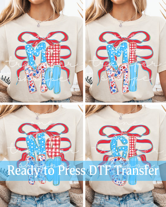 4th of July Preppy Floral Coquette Mama, Mimi, Nana, Gigi - Ready to Press DTF Transfers