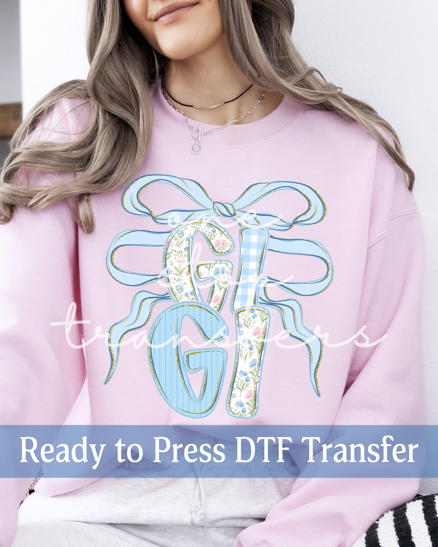 Blue Preppy Floral Coquette Mama, Gigi, Nana - Ready to Press DTF Transfers