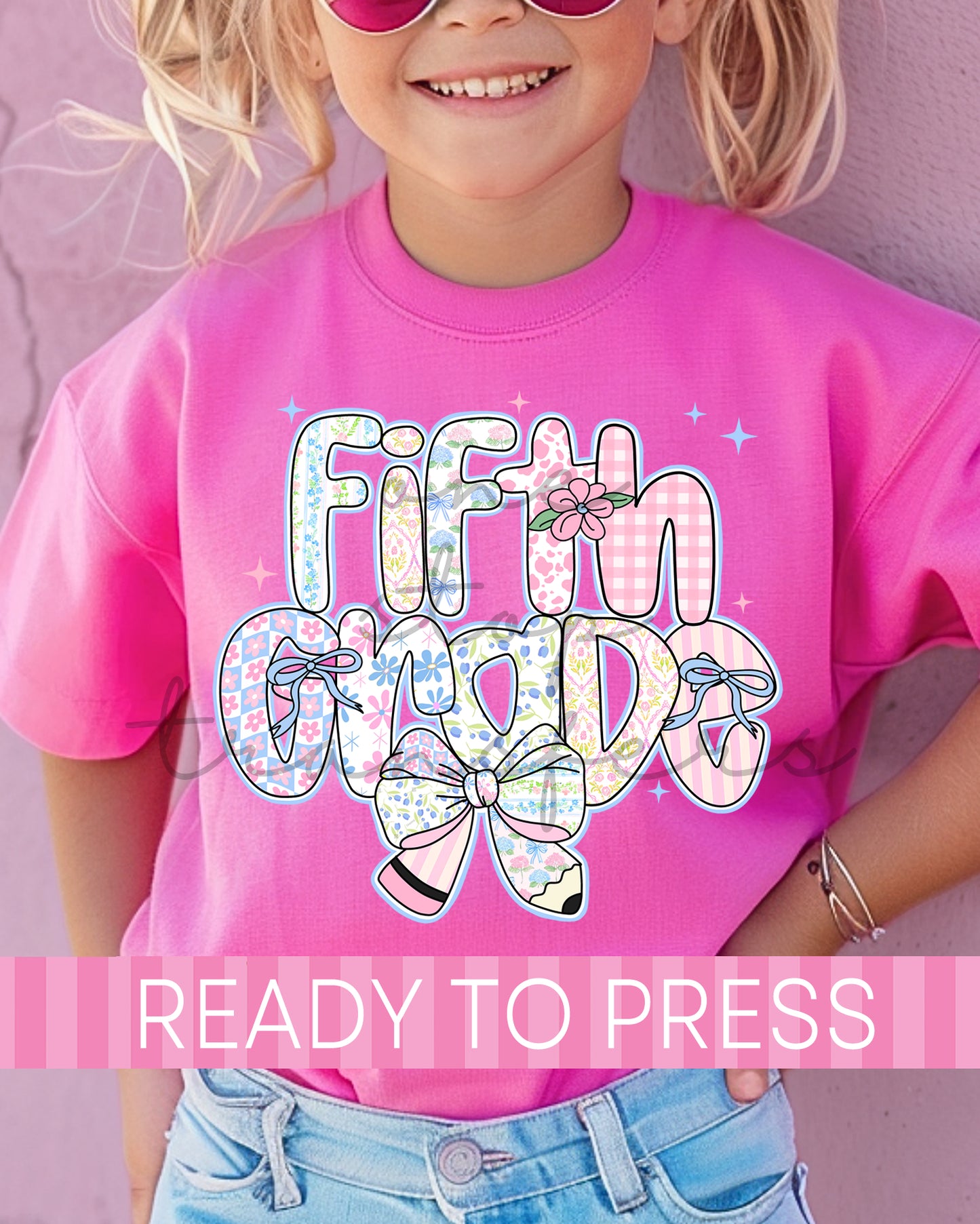 Preschool, Pre-K - 5th Grade Floral Pencil School Grades - Ready to Press DTF Transfers