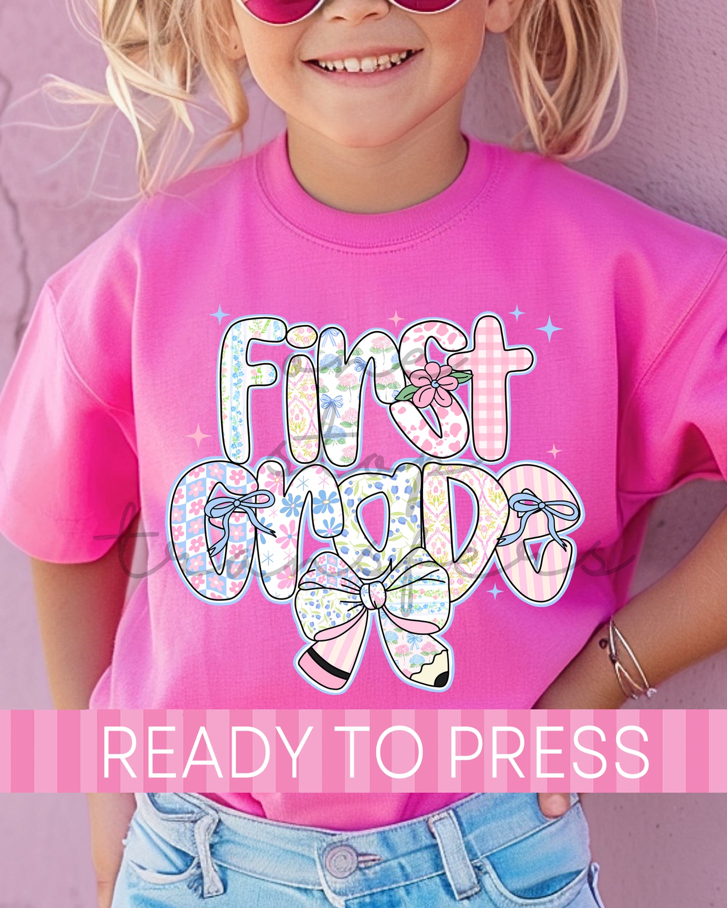 Preschool, Pre-K - 5th Grade Floral Pencil School Grades - Ready to Press DTF Transfers