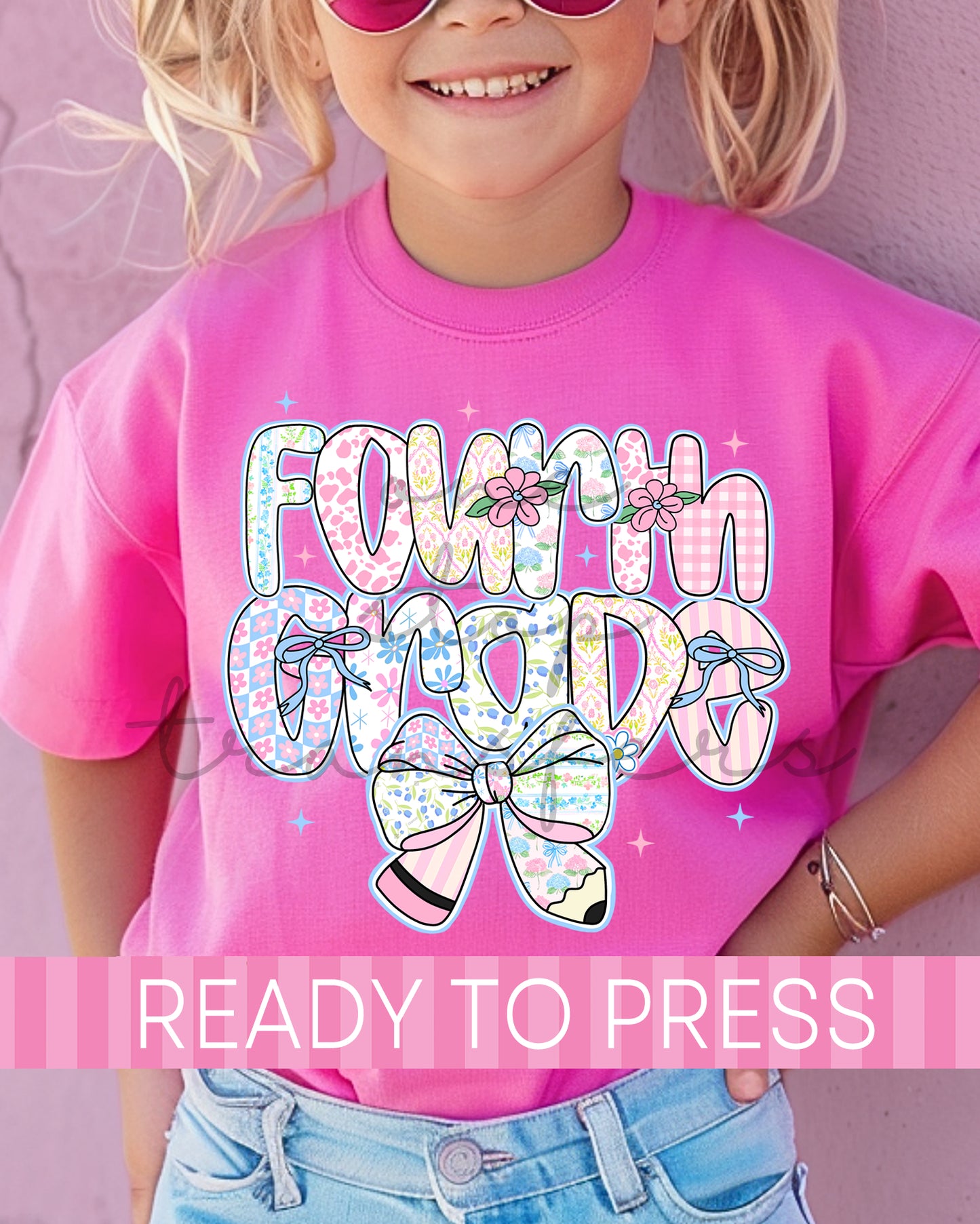 Preschool, Pre-K - 5th Grade Floral Pencil School Grades - Ready to Press DTF Transfers
