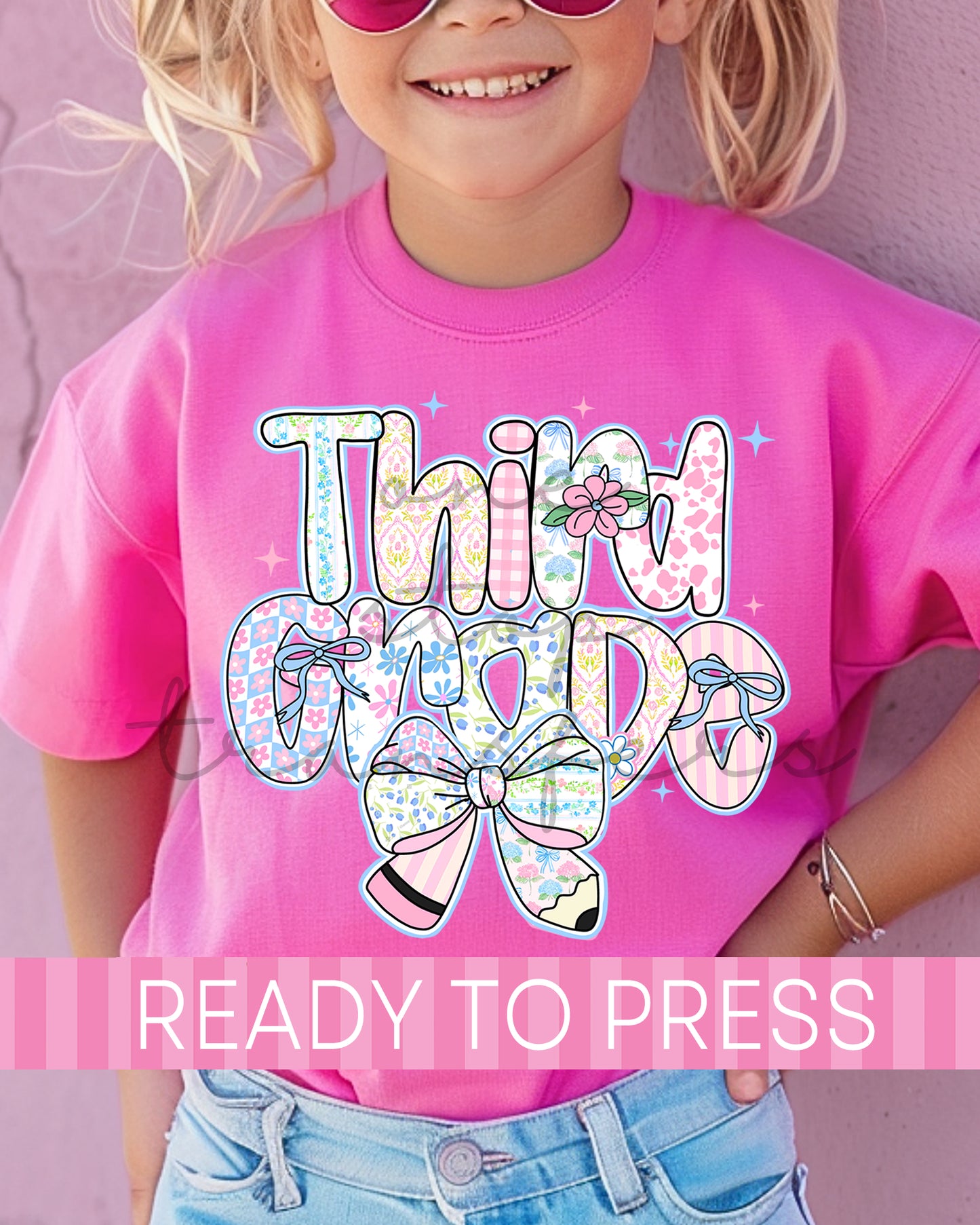 Preschool, Pre-K - 5th Grade Floral Pencil School Grades - Ready to Press DTF Transfers