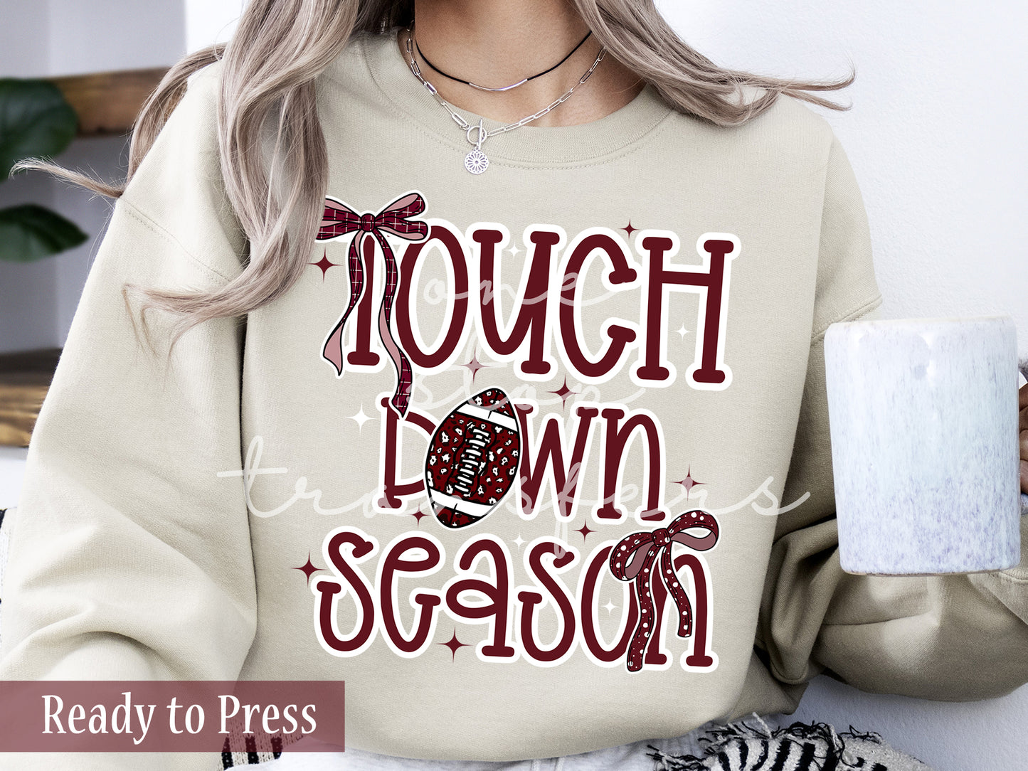 Preppy Coquette Touchdown Season Maroon and White - Ready to Press DTF Transfers