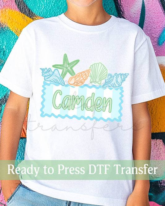 Custom Boy Seashells Name Plate - Ready to Press DTF Transfers