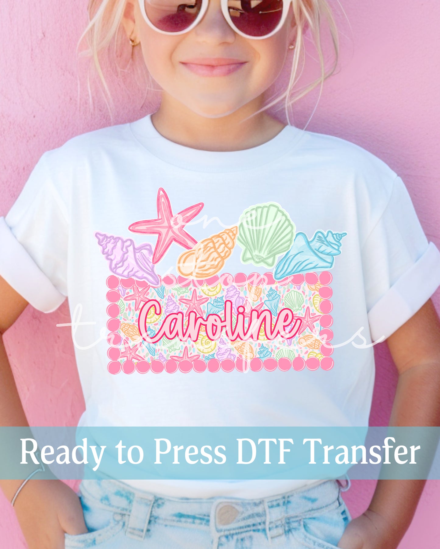 Custom Girl Seashells Name Plate - Ready to Press DTF Transfers