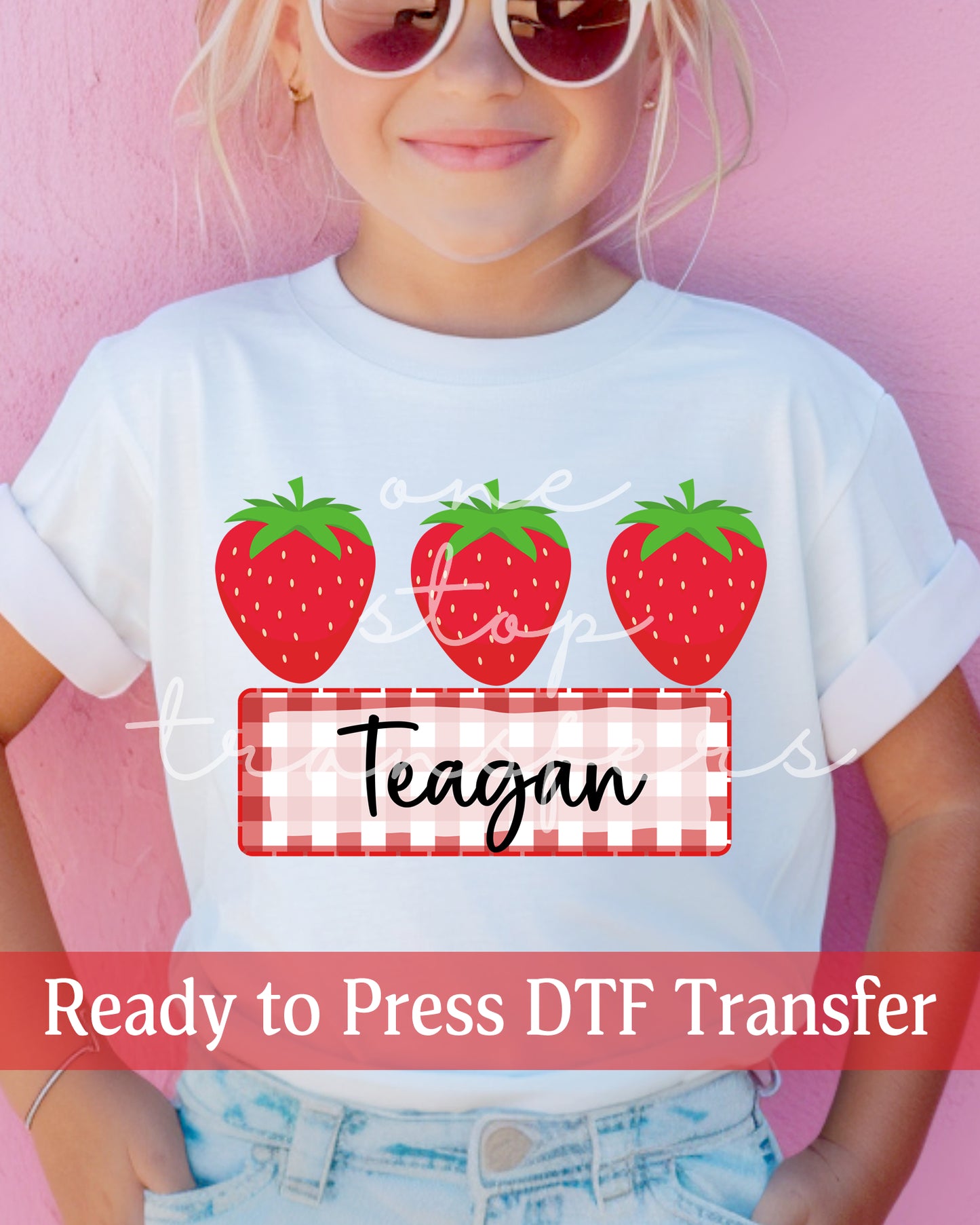 Custom Name Summer Strawberries - Ready to Press DTF Transfers