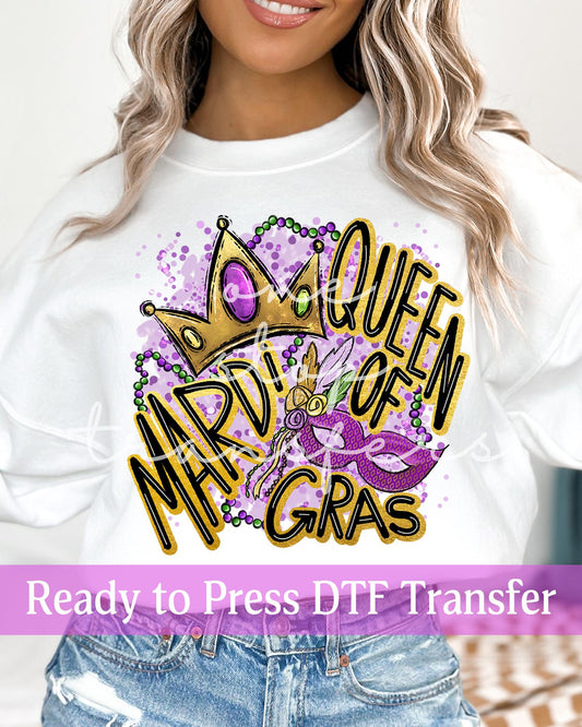 Queen of Mardi Gras - Ready to Press DTF Transfers