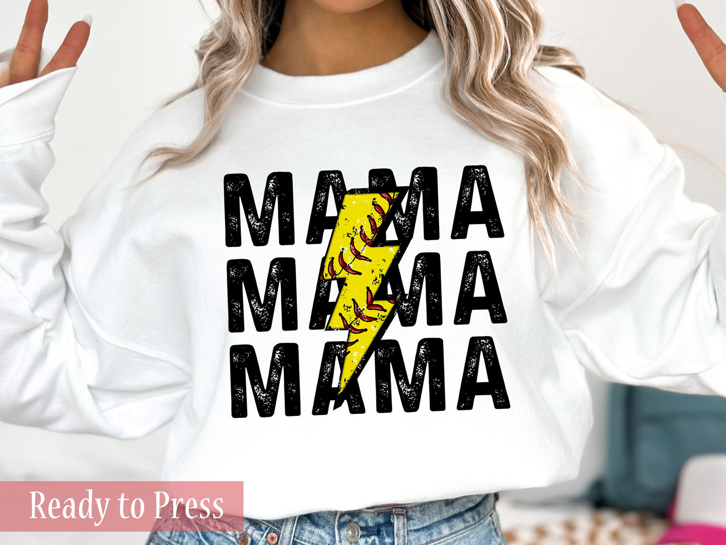 Stacked Softball Mama Lightining- Ready to Press DTF Transfers