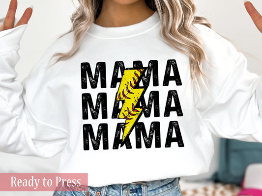 Stacked Softball Mama Lightining- Ready to Press DTF Transfers