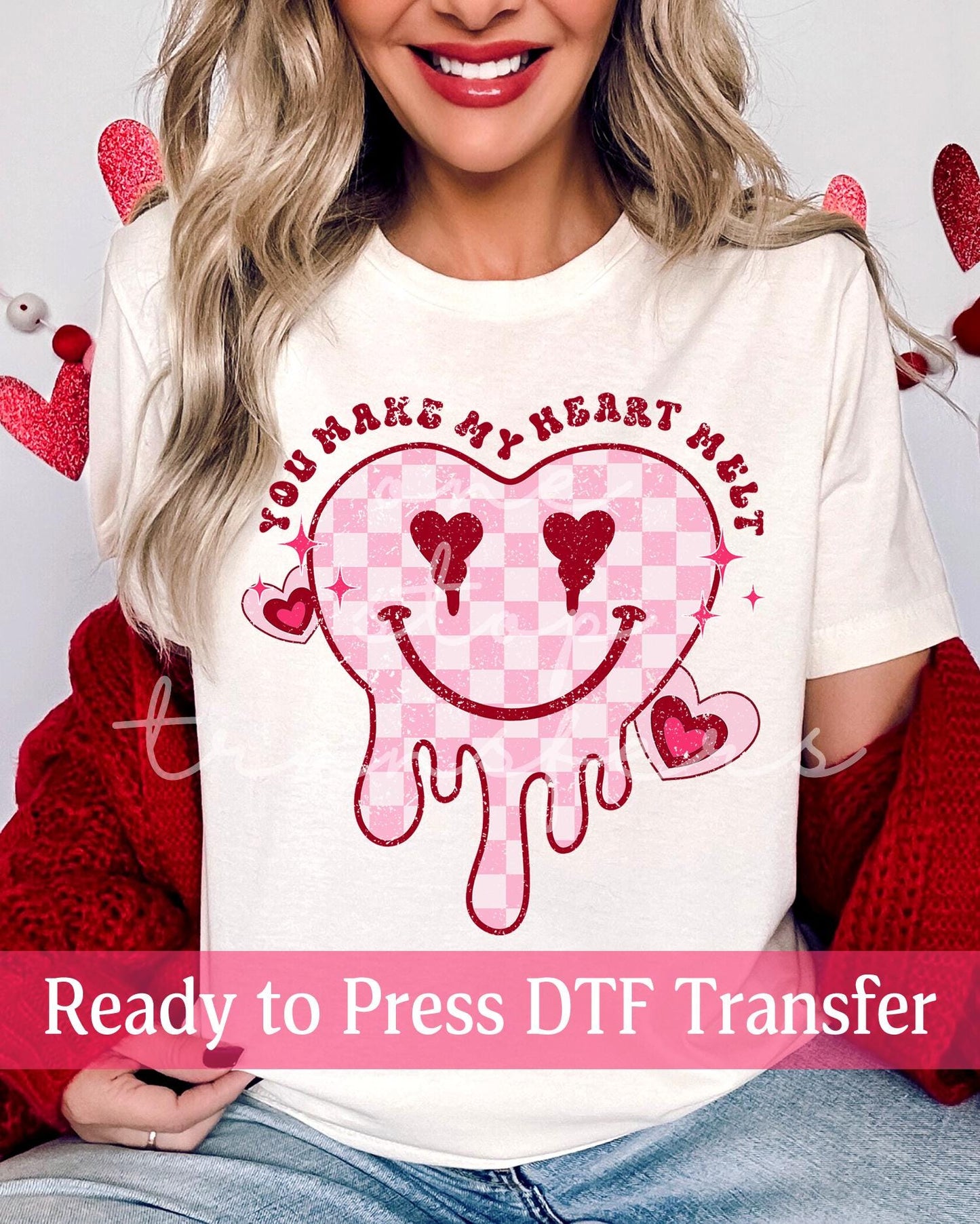 Valentine's Day You Make My Heart Melt Checker Heart - Ready to Press DTF Transfers