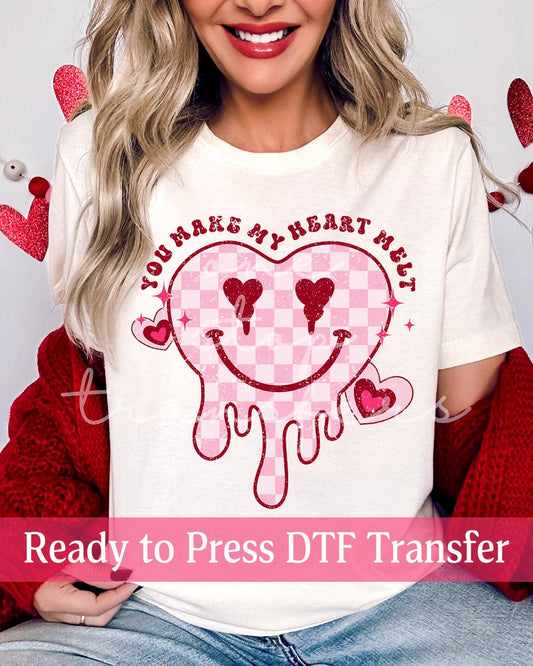 Valentine's Day You Make My Heart Melt Checker Heart - Ready to Press DTF Transfers