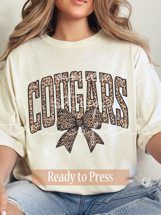 Coquette Leopard Varsity COUGARS - Ready to Press DTF Transfers