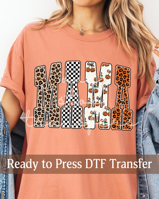Distressed Leopard Checker Pumpkins Fall MAMA - Ready to Press DTF Transfers
