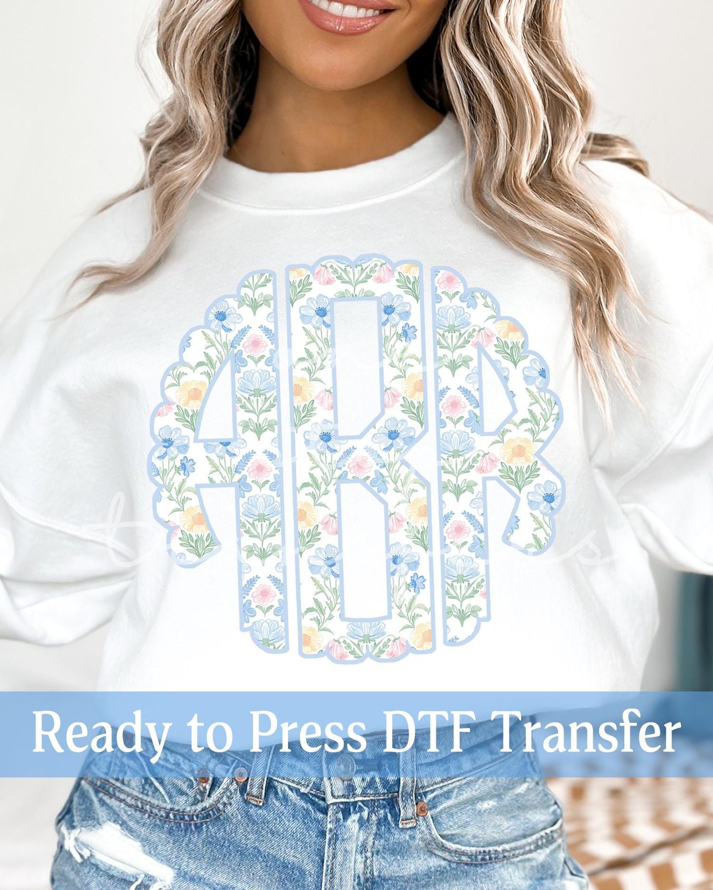 Preppy Spring Garden Wildflowers Easter Monogram - Ready to Press DTF Transfers