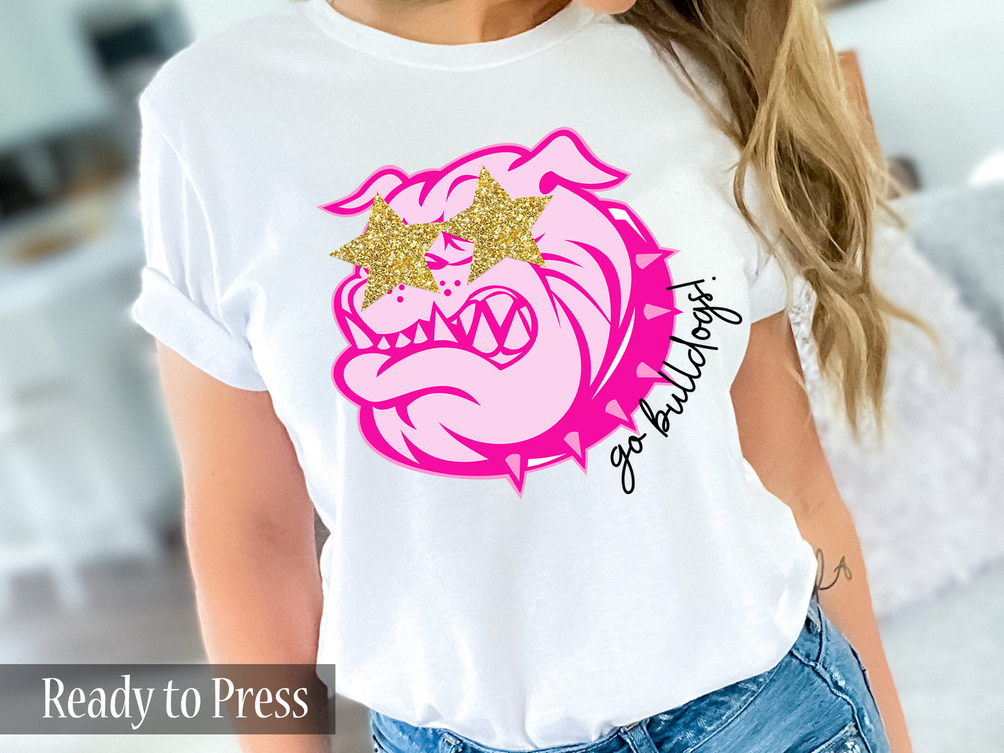 Preppy Pink, Blue Go Bulldogs - Ready to Press DTF Transfers