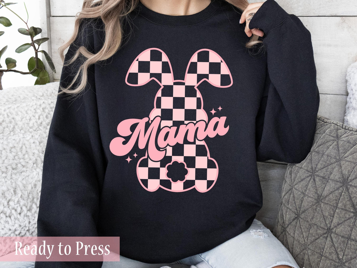 Matching Easter Mama and Mini Checker Bunnies - Ready to Press DTF Transfers