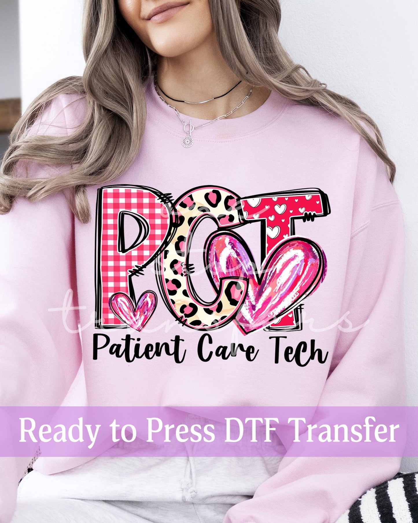 Valentine's Day PCT Patient Care Tech - Ready to Press DTF Transfers