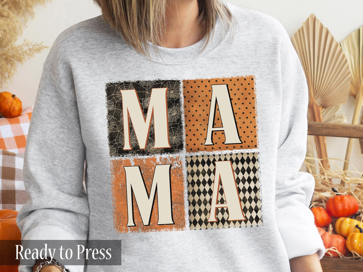 Retro Halloween Mama Squares - Ready to Press DTF Transfers