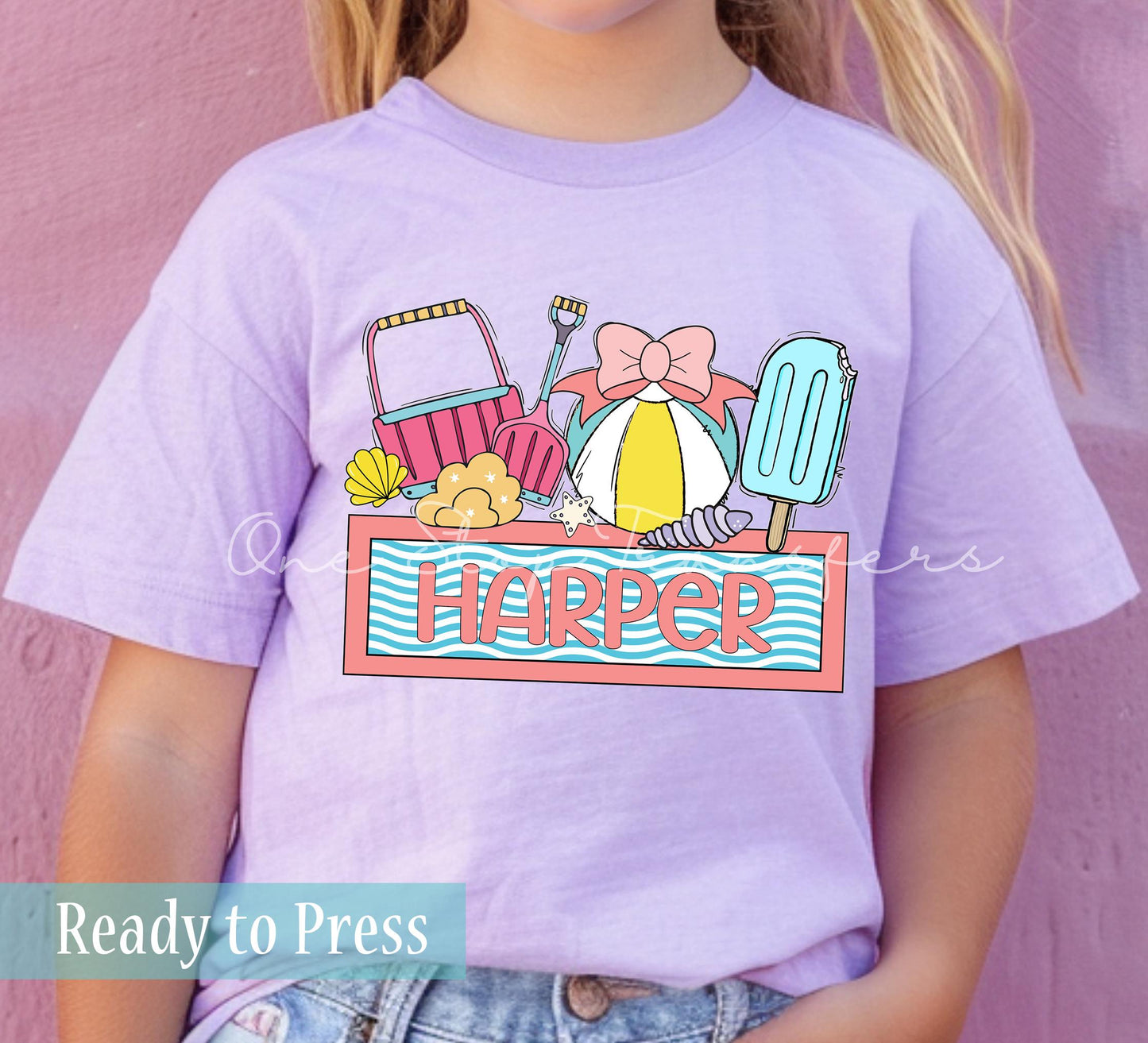 Custom Girl Summer Day At The Beach Name Plate - Ready to Press DTF Transfers