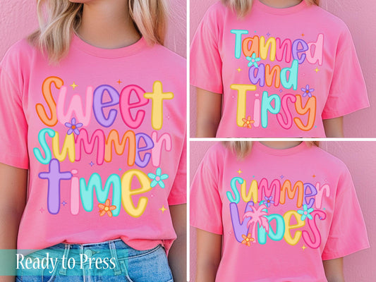Preppy Bright Summertime - Ready to Press DTF Transfers