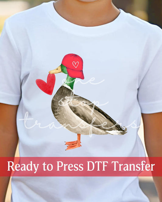 Valentine's Day Preppy Boy Hunting Duck with Hat - Ready to Press DTF Transfers