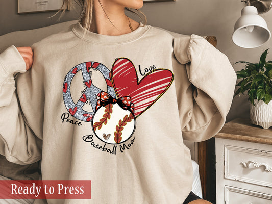 Peace Love Baseball Mom - Ready to Press DTF Transfers