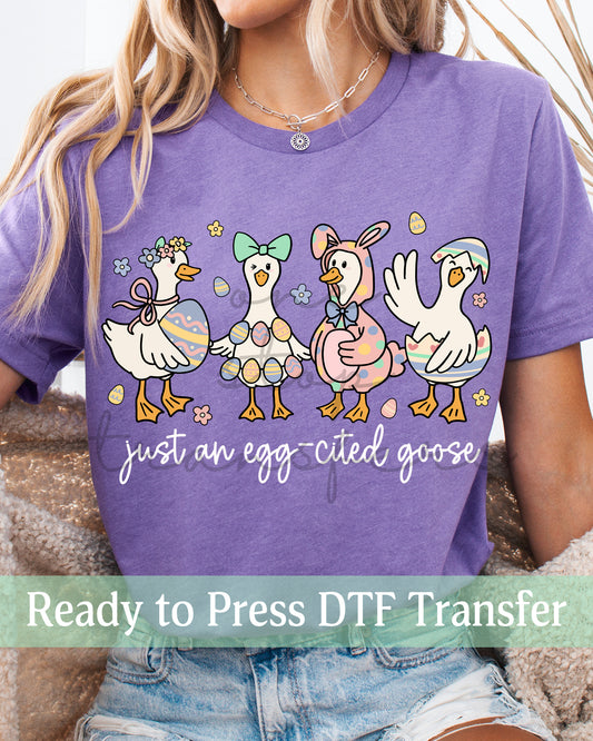 Just an Egg-Cited Goose Easter Geese - Ready to Press DTF Transfers