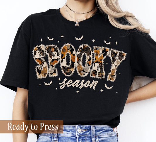 Shabby Chic Halloween Lace Spooky Season - Ready to Press DTF Transfers