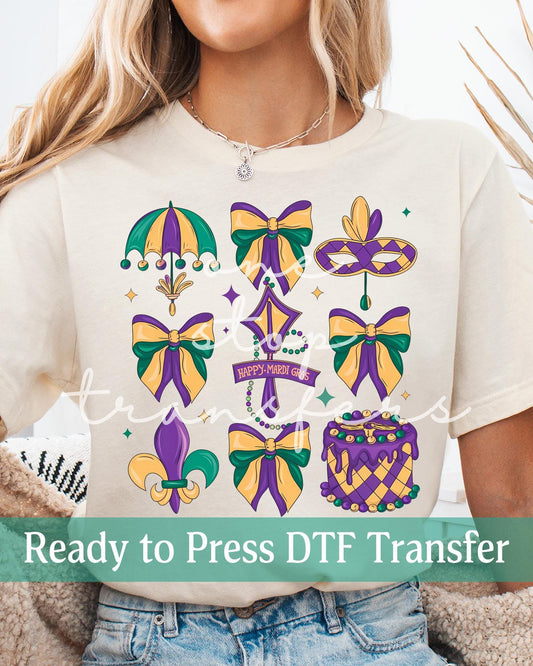 Coquette Retro Happy Mardi Gras Collage - Ready to Press DTF Transfers
