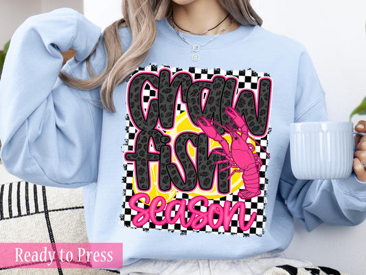 Checker Pink Crawfish Season - Ready to Press DTF Transfers
