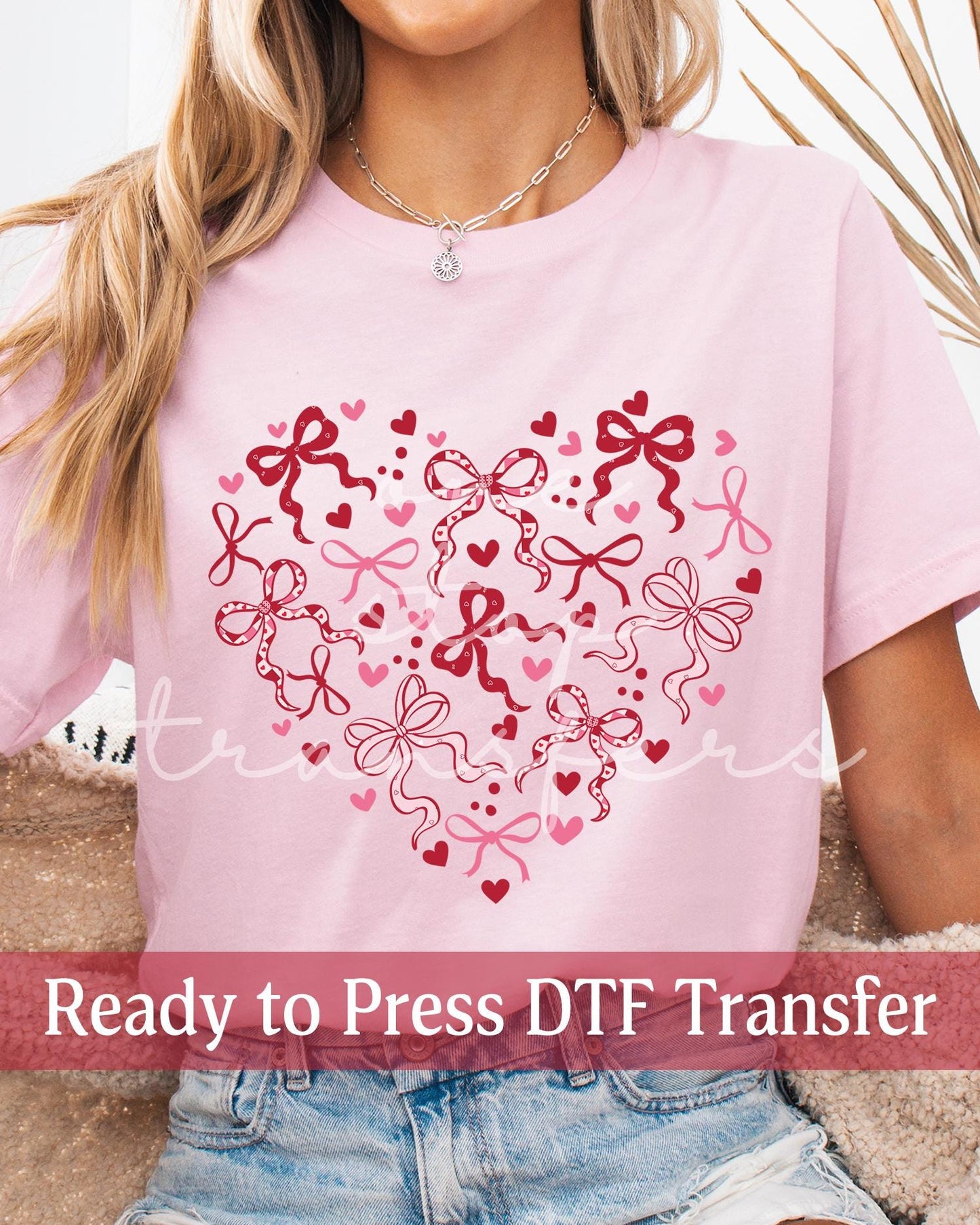 Valentine's Day Heart Shaped Bows - Ready to Press DTF Transfers