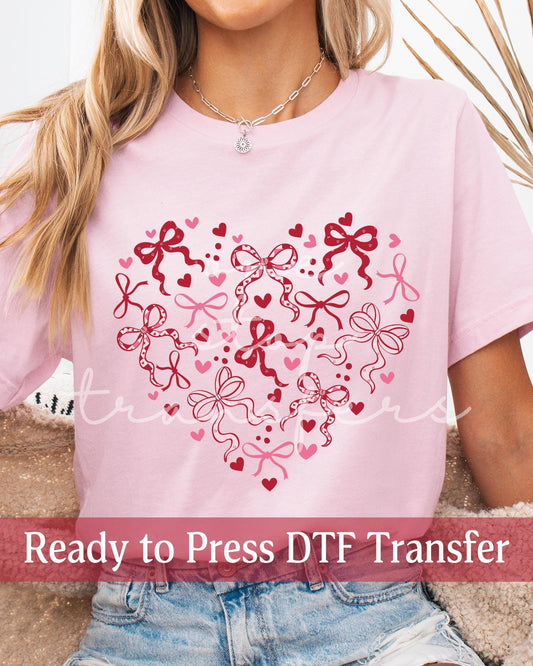 Valentine's Day Heart Shaped Bows - Ready to Press DTF Transfers