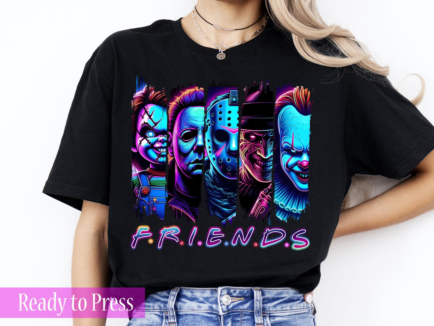 Bright Abstract Scary Movie Characters - Ready to Press DTF Transfers