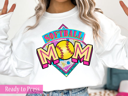 Retro Softball Mom - Ready to Press DTF Transfers