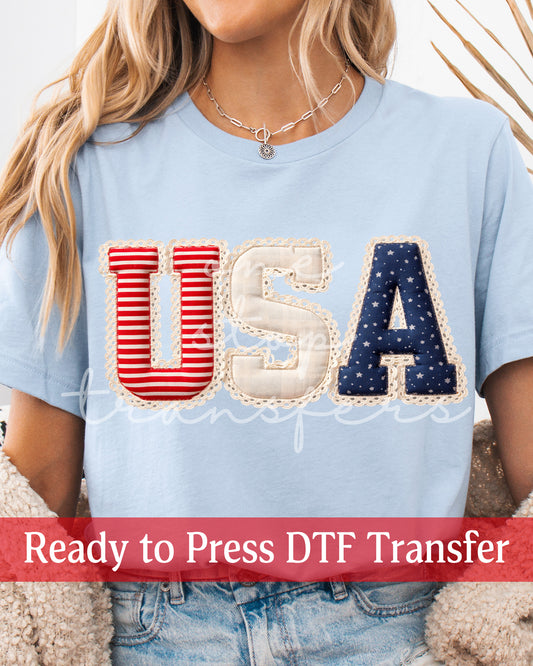 Faux Lace Applique USA - Ready to Press DTF Transfers