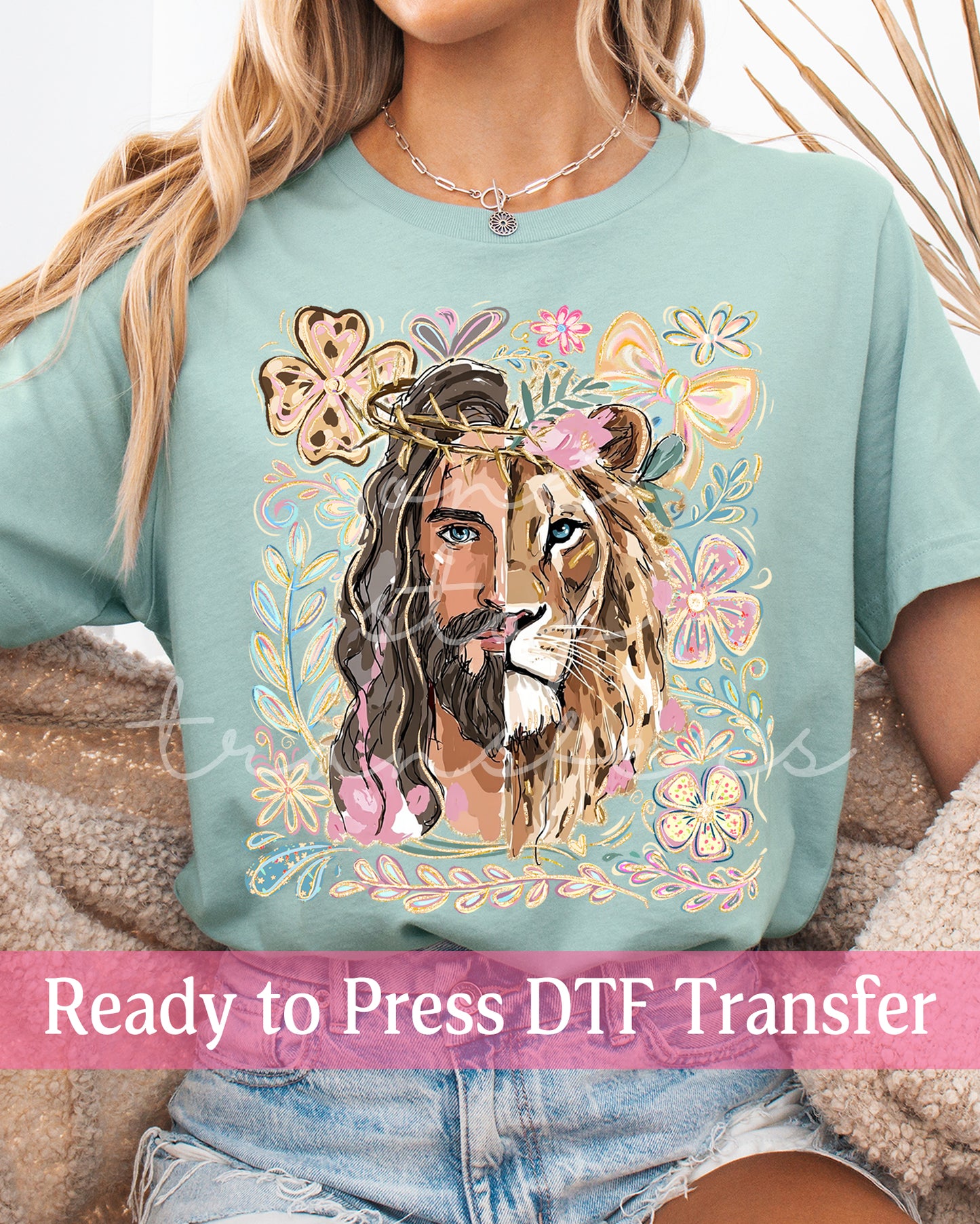 Floral Lion on Judah - Ready to Press DTF Transfers