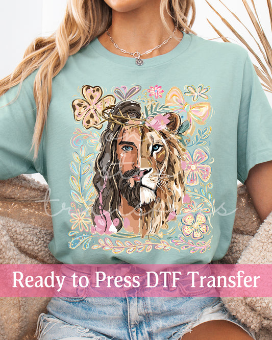 Floral Lion on Judah - Ready to Press DTF Transfers
