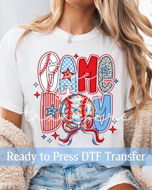 Coquette Baseball Game Day Doodle - Ready to Press DTF Transfers