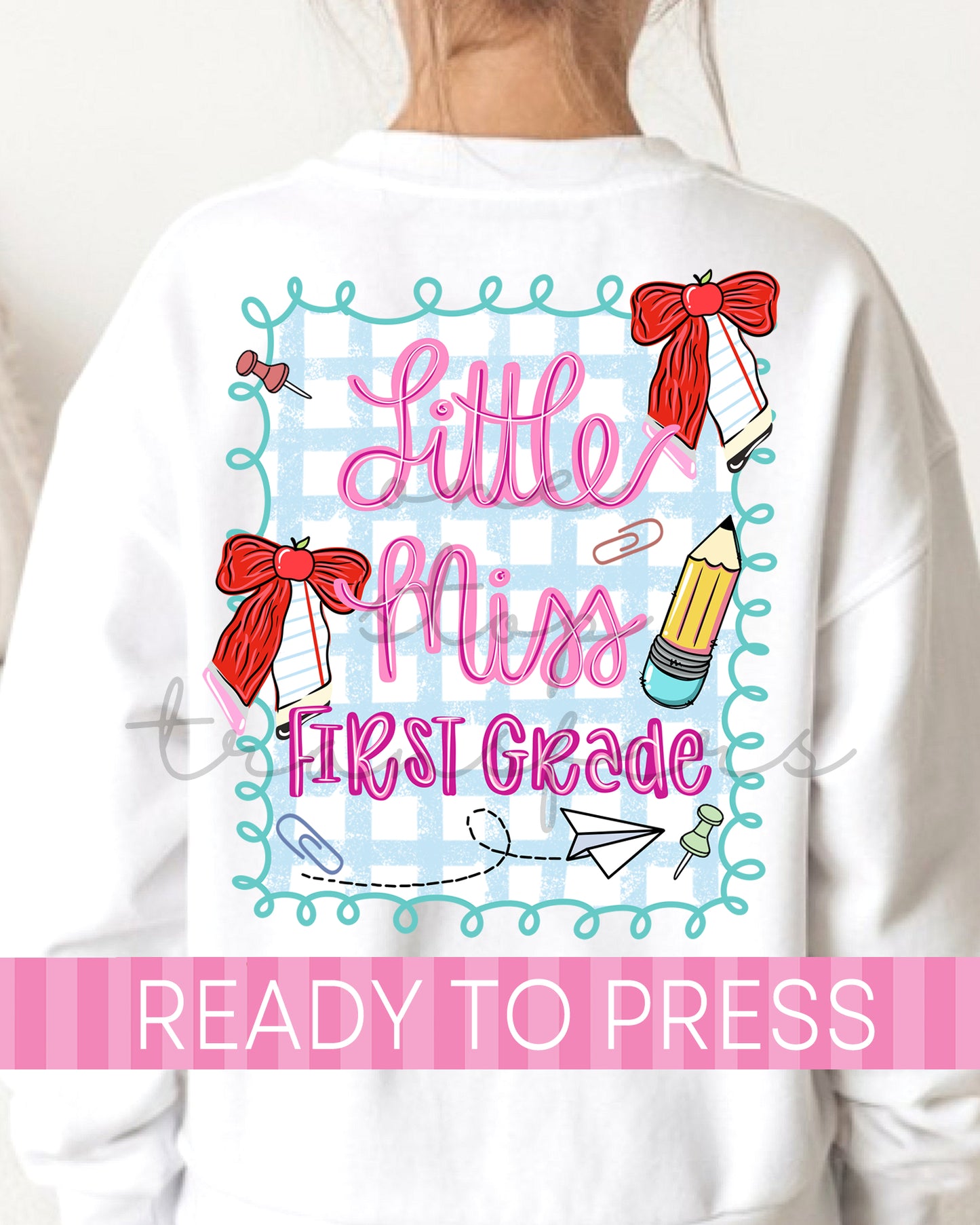 Pre-K - 5th Grade Scallop Gingham School Grades - Ready to Press DTF Transfers with Pocket