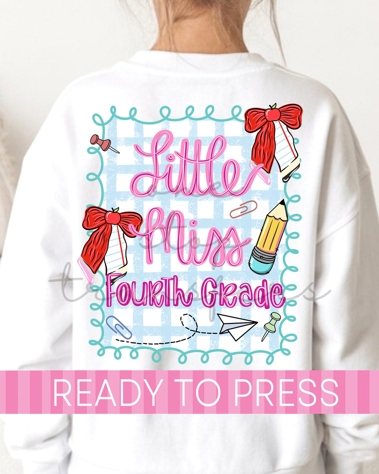 Pre-K - 5th Grade Scallop Gingham School Grades - Ready to Press DTF Transfers with Pocket