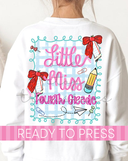 Pre-K - 5th Grade Scallop Gingham School Grades - Ready to Press DTF Transfers with Pocket